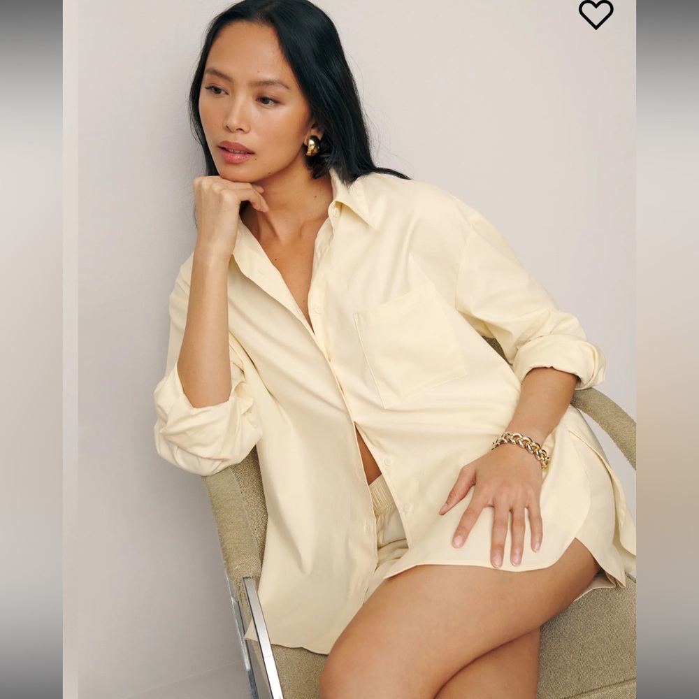 Reformation Will Oversized Shirt Ivory - Size M